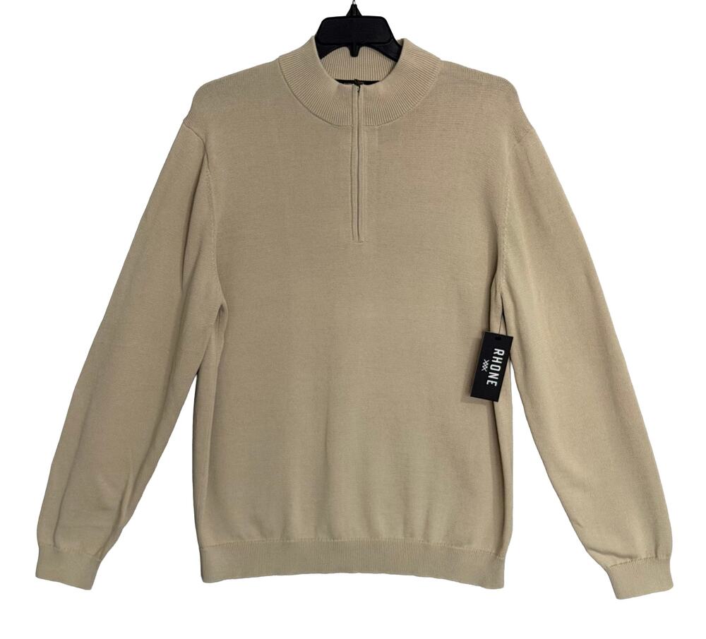 Rhone 1/4 Zip Pullover Men's XL Commuter Sweater Mock Neck Bone NWT